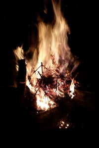 A campfire at the Chalet